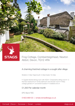 Frog Cottage, Combeinteignhead, Newton Abbot, Devon, TQ12 4RA