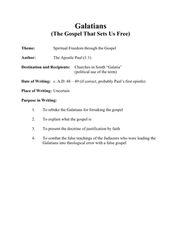 Galatians (The Gospel That Sets Us Free)