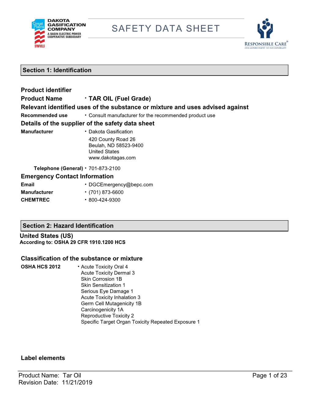 TAR OIL (Fuel Grade) Rev 8