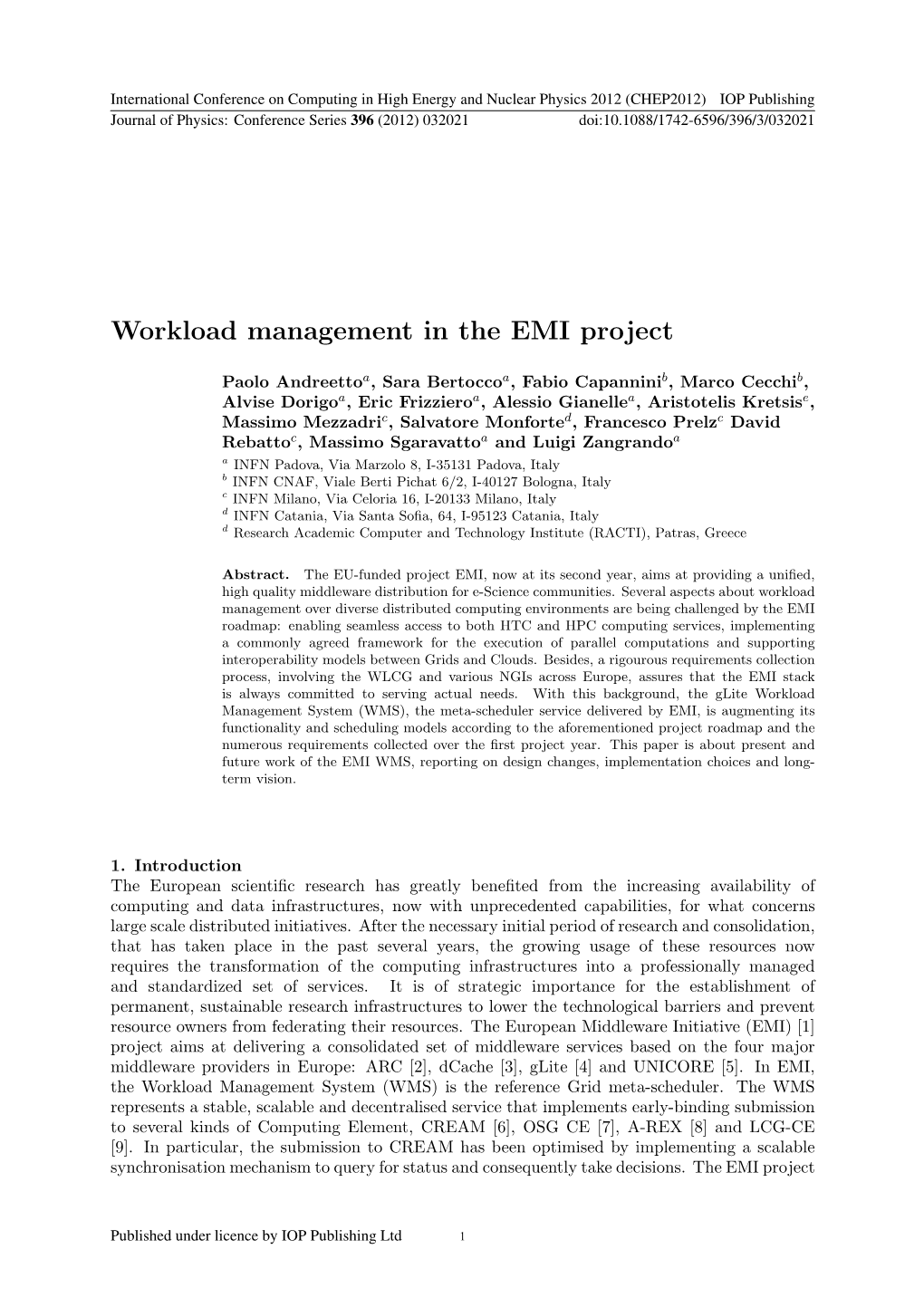 Workload Management in the EMI Project