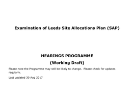Examination of Leeds Site Allocations Plan (SAP)
