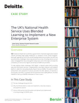The UK's National Health Service Uses Blended Learning to Implement a New Enterprise System