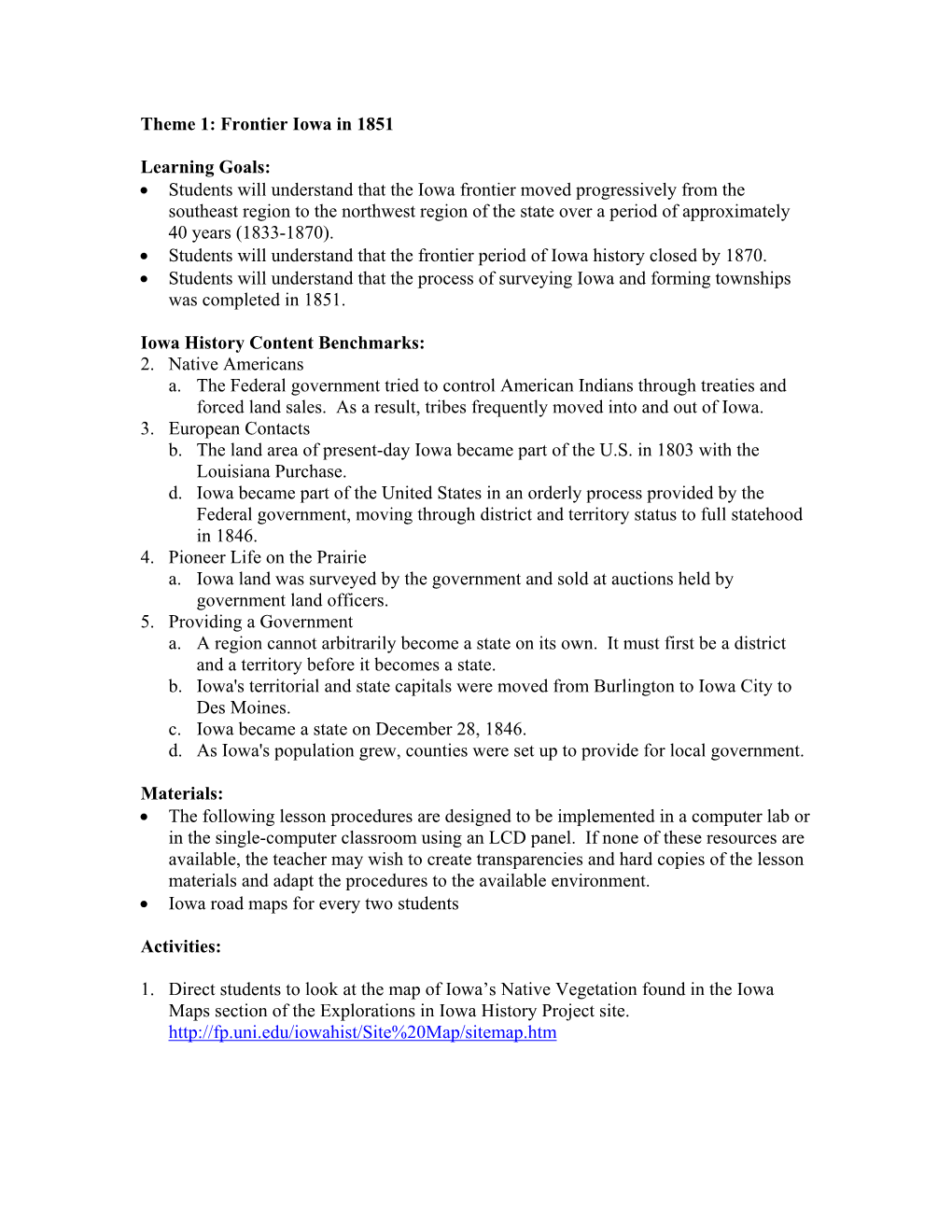 Lesson 1: Iowa in 1851