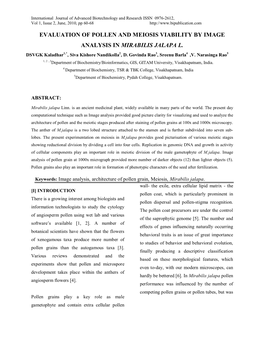 Evaluation of Pollen and Meiosis Viability by Image Analysis in Mirabilis Jalapa L