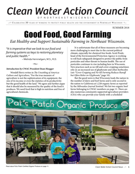 Good Food, Good Farming Eat Healthy and Support Sustainable Farming in Northeast Wisconsin