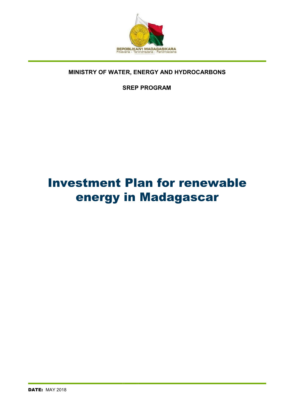 Investment Plan for Renewable Energy in Madagascar