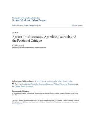 Agamben, Foucault, and the Politics of Critique C