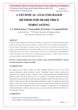 A Technical Analysis-Based Method for Share Price Forecasting