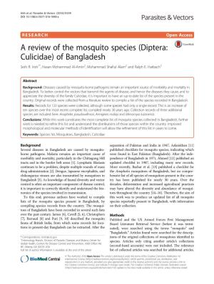 A Review of the Mosquito Species (Diptera: Culicidae) of Bangladesh Seth R