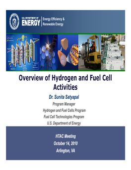Overview of Hydrogen and Fuel Cell Activities Dsdr