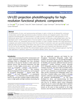 UV-LED Projection Photolithography for High-Resolution Functional
