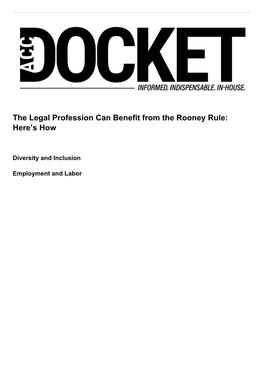 The Legal Profession Can Benefit from the Rooney Rule: Here’S How