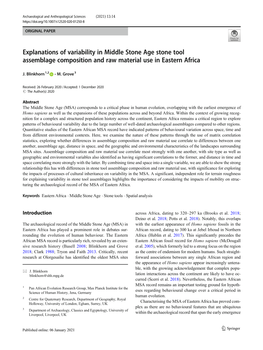 Explanations of Variability in Middle Stone Age Stone Tool Assemblage Composition and Raw Material Use in Eastern Africa