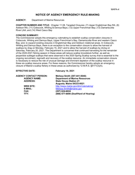 Notice of Emergency Rulemaking