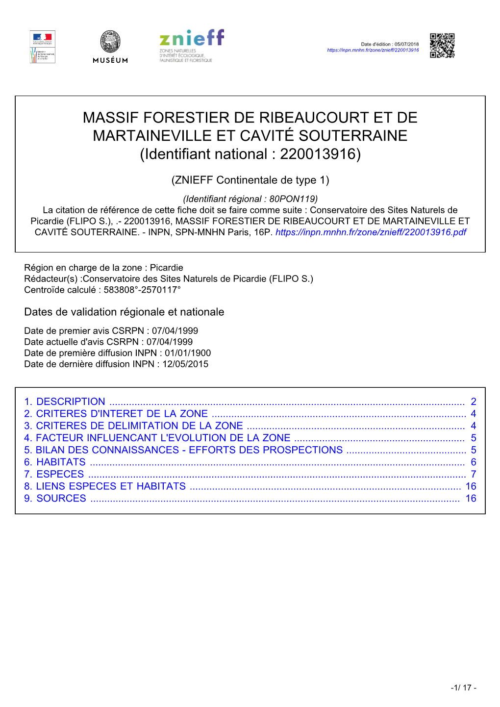 MASSIF FORESTIER DE RIBEAUCOURT ET DE MARTAINEVILLE ET CAVITÉ SOUTERRAINE (Identifiant National : 220013916)