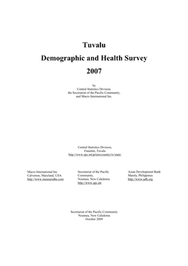 Tuvalu Demographic and Health Survey 2007