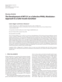 Approach to a Safer Insulin Sensitizer