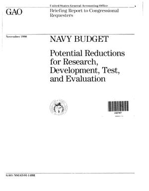NSIAD-91-14BR Navy Budget Lrppendix I Potential Lbduction6 T.41Navy% &Arch, Development, Tecrt, Aed Evabuwn Budget