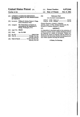 United States Patent [191 [11] Patent Number: 4,475,948 Cawley Et Al
