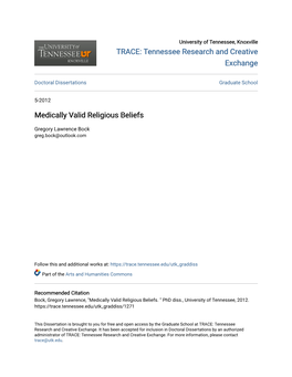 Medically Valid Religious Beliefs