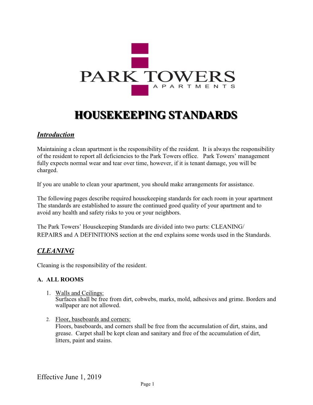 Housekeeping Standards