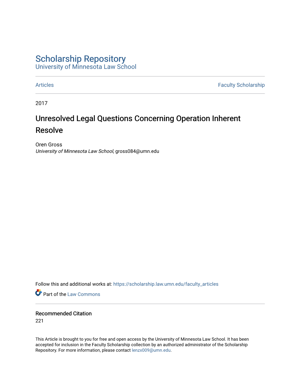 Unresolved Legal Questions Concerning Operation Inherent Resolve