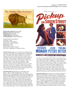 January 27, 2009 (XVIII:3) Samuel Fuller PICKUP on SOUTH STREET (1953, 80 Min)
