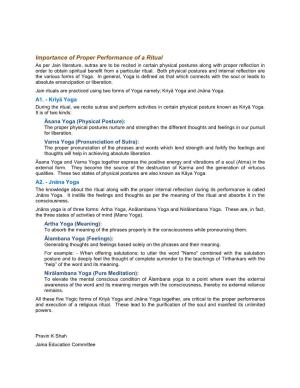 Importance of Proper Performance of a Ritual