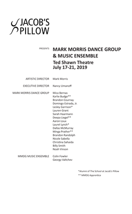 Mark Morris Dance Group & Music Ensemble