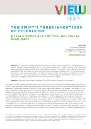 Tom Swift’ S Three Inventions of Television