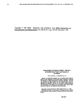 Characterization of Frequency Stability: Analysis of the Modified Allan Variance and Properties of Its Estimate