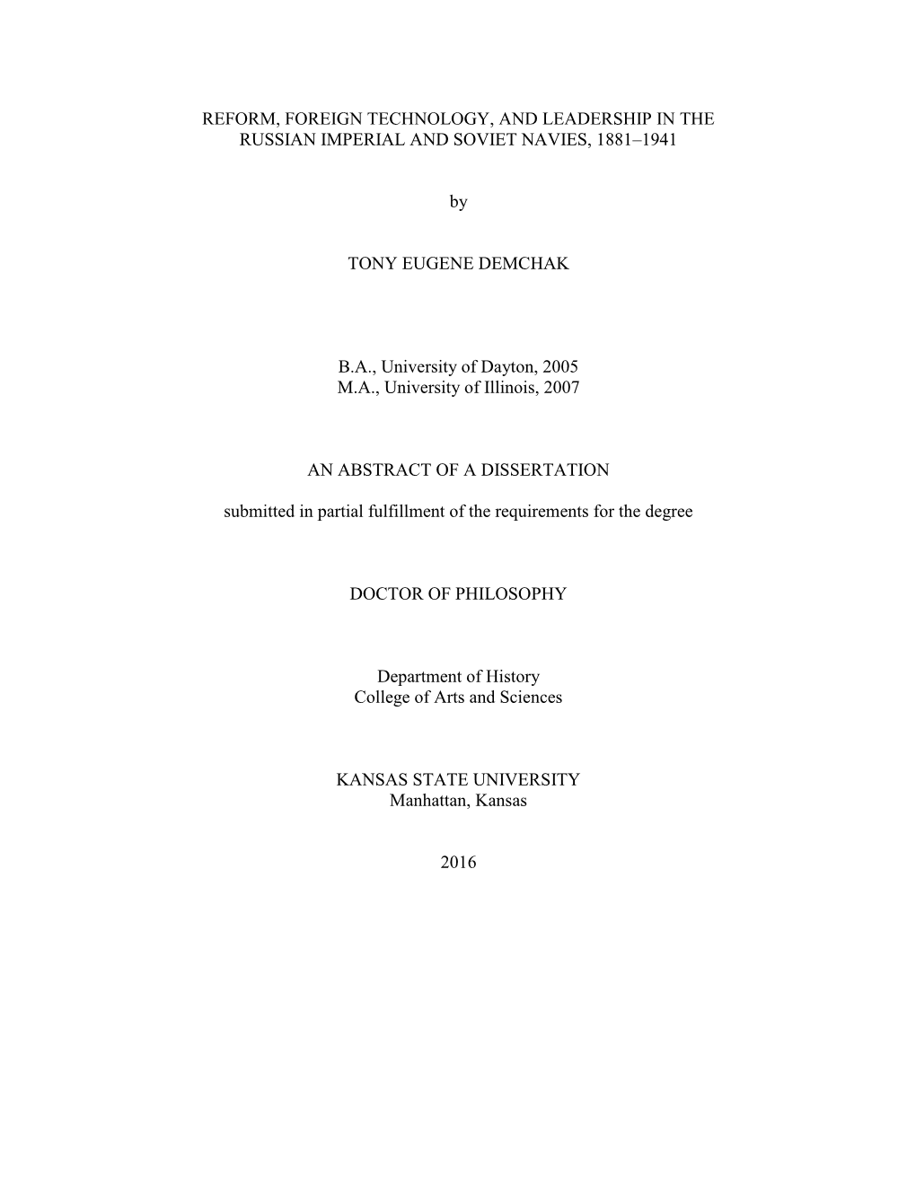 Reform, Foreign Technology, and Leadership in the Russian Imperial and Soviet Navies, 1881–1941