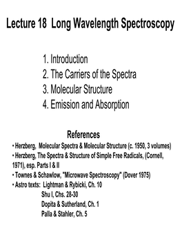 Lecture 18 Long Wavelength Spectroscopy