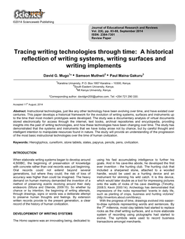 Tracing Writing Technologies Through Time: a Historical Reflection of Writing Systems, Writing Surfaces and Writing Implements