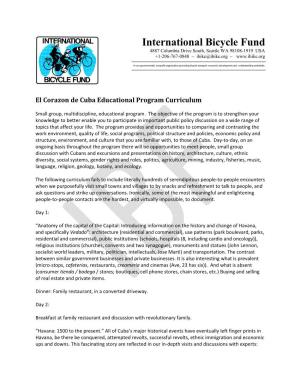 El Corazón De Cuba Educational Program Curriculum
