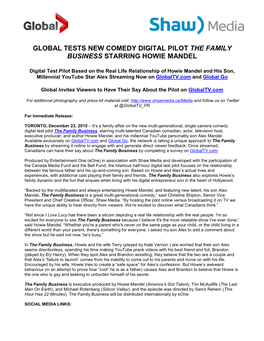 Global Tests New Comedy Digital Pilot the Family Business Starring Howie Mandel