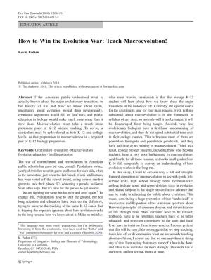 How to Win the Evolution War: Teach Macroevolution!