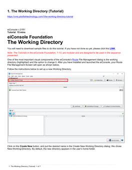 The Working Directory (Tutorial)