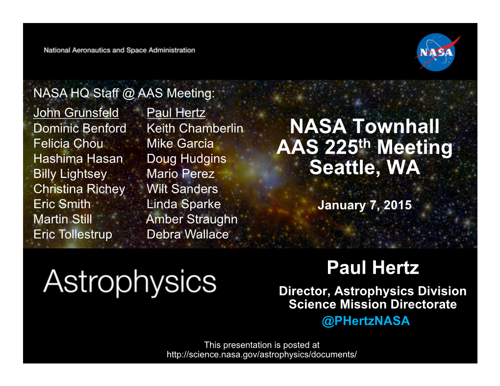 NASA Townhall AAS 225Th Meeting Seattle, WA