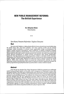 NEW Publlc MANAGEMENT REFORMS: the British Experience