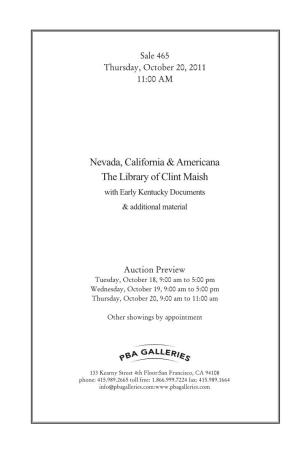 Nevada, California & Americana the Library of Clint Maish