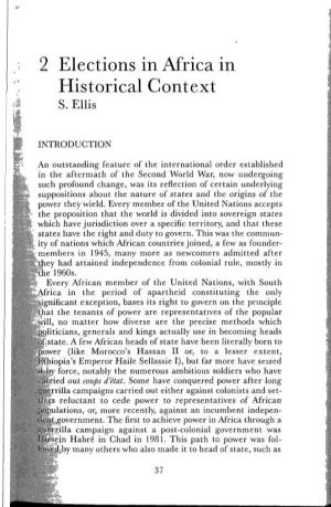 2 Elections in Africa in Historical Context S
