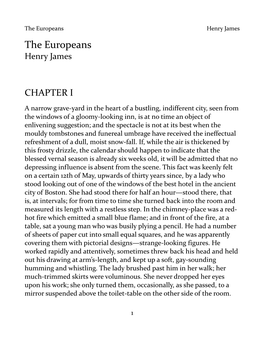 The Europeans Henry James the Europeans Henry James