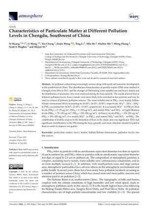 Characteristics of Particulate Matter at Different Pollution Levels in Chengdu, Southwest of China
