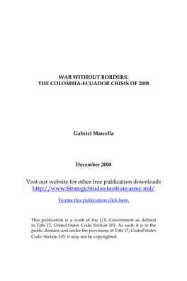 The Columbia-Ecuador Crisis of 2008