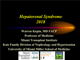 Hepatorenal Syndrome 2018