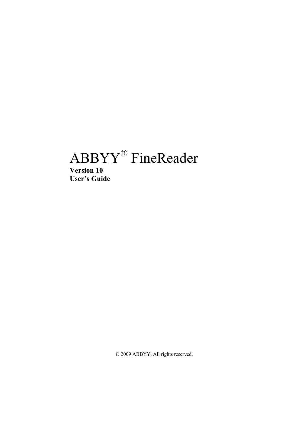 ABBYY Finereader 10 User’S Guide