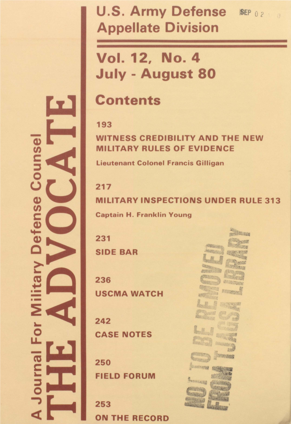 The Advocate, Vol. 12, No. 4, July-August 1980