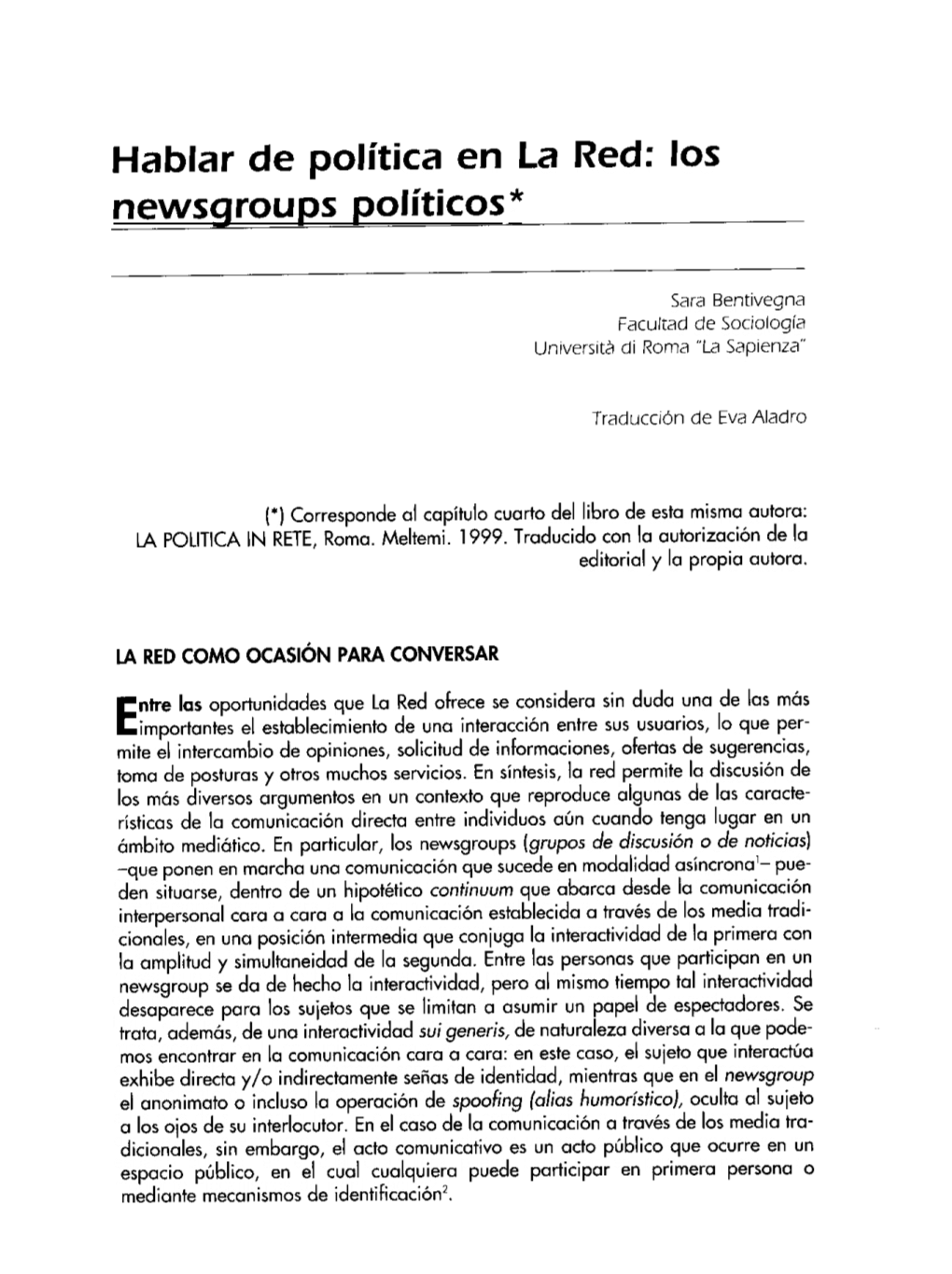 Los Newsgroups Políticos