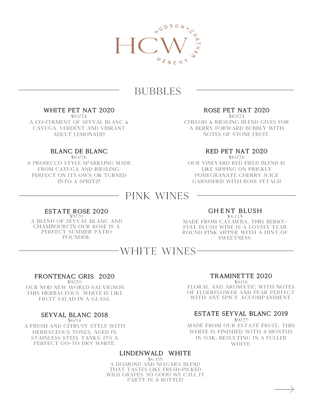 Pink Wines Bubbles White Wines